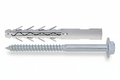 Tassello Prolungato In Nylon Con Vite Ter Zincata Bianca Tupp- - Ø Mm.16X140 Vite Ø Mm.12X150 Spes.Fissag.Mm.45 - 25 Pezzi Friulsider