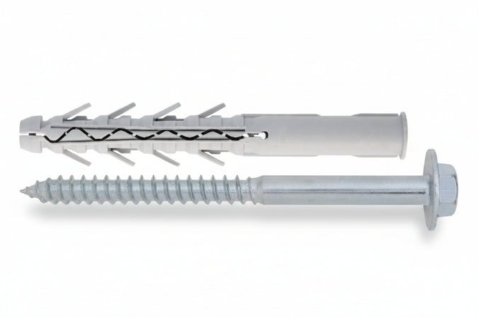 Tassello Prolungato In Nylon Con Vite Ter Zincata Bianca Tupp- - Ø Mm.16X140 Vite Ø Mm.12X150 Spes.Fissag.Mm.45 - 25 Pezzi Friulsider