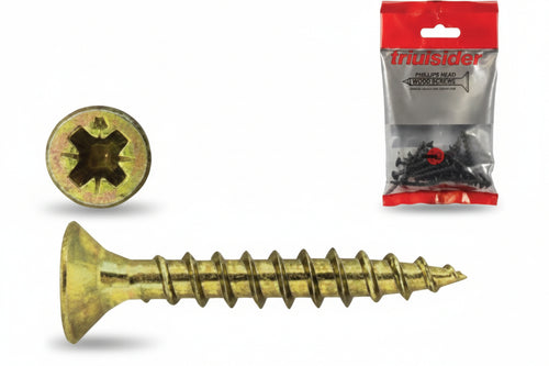 Viti Per Truciolare Tps Pozidrive In Acciao Zincata Gialla Vbu- - Ø Mm.4X25 In Blister Pz.25 - 10 Blister Friulsider