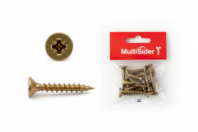 Viti Per Truciolare Tps Pozidrive In Acciao Zincata Gialla Vbu- - Ø Mm.4X30 In Blister Pz.25 - 10 Blister Friulsider