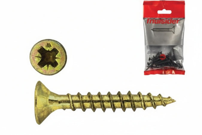 Viti Per Truciolare Tps Pozidrive In Acciao Zincata Gialla Vbu- - Ø Mm.4X35 In Blister Pz.25 - 10 Blister Friulsider