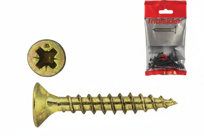 Viti Per Truciolare Tps Pozidrive In Acciao Zincata Gialla Vbu- - Ø Mm.4,5X30 In Blister Pz.25 - 10 Blister Friulsider