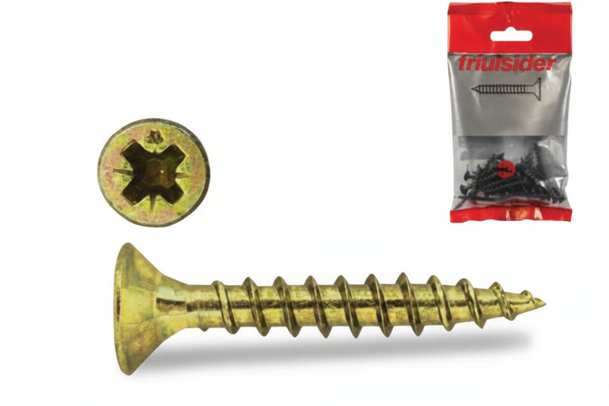 Viti Per Truciolare Tps Pozidrive In Acciao Zincata Gialla Vbu- - Ø Mm.6X50 In Blister Pz.25 - 5 Blister