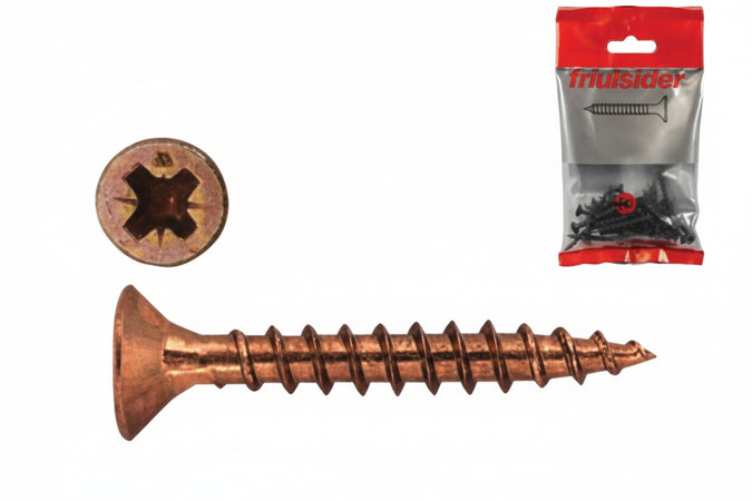 Viti Per Truciolare Tps Pozidrive Bronzate- - Ø Mm.4X35 In Blister Pz.25 - 10 Blister Friulsider