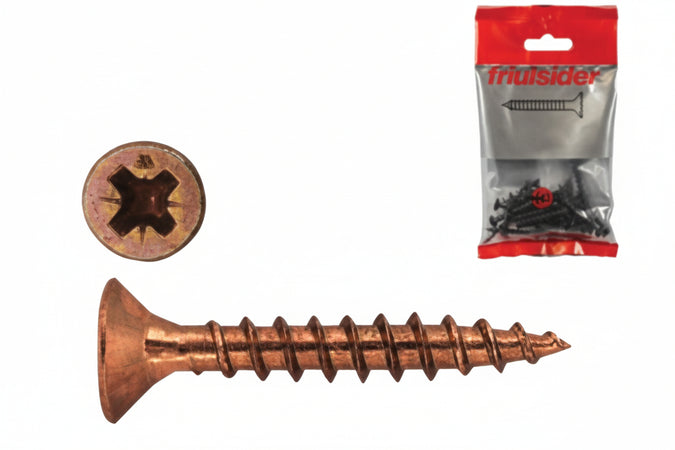 Viti Per Truciolare Tps Pozidrive Bronzate- - Ø Mm.4,5X30 In Blister Pz.25 - 10 Blister Friulsider