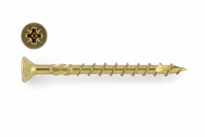 Viti Per Truciolare Testa Svasata Torx Acciaio Zincato Giallo- - Ø Mm.4X40 Filetto Mm.30 - Torx T20 - 500 Pezzi Ambrovit