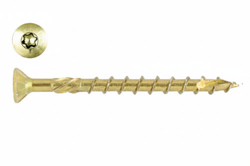 Viti Per Truciolare Testa Svasata Torx Acciaio Zincato Giallo- - Ø Mm.4X60 Filetto Mm.35 - Torx T20 - 200 Pezzi Ambrovit