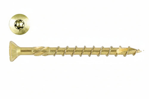 Viti Per Truciolare Testa Svasata Torx Acciaio Zincato Giallo- - Ø Mm.4,5X50 Filetto Mm.30 - Torx T25 - 200 Pezzi Ambrovit