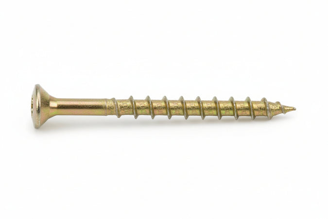 Viti Per Truciolare Testa Svasata Torx Acciaio Zincato Giallo- - Ø Mm.4,5X60 Filetto Mm.35 - Torx T25 - 200 Pezzi Ambrovit