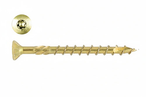 Viti Per Truciolare Testa Svasata Torx Acciaio Zincato Giallo- - Ø Mm.5X30 - Torx T25 - 200 Pezzi Ambrovit