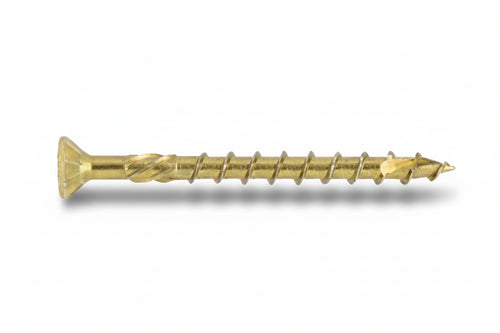 Viti Per Truciolare Testa Svasata Torx Acciaio Zincato Giallo- - Ø Mm.6X60 Filetto Mm.40 - Torx T30 - 200 Pezzi Ambrovit