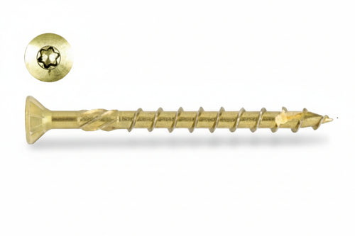 Viti Per Truciolare Testa Svasata Torx Acciaio Zincato Giallo Vbu-Pro- - Ø Mm.4X80 Filetto Mm.40 - Torx T20 - 200 Pezzi Friulsider