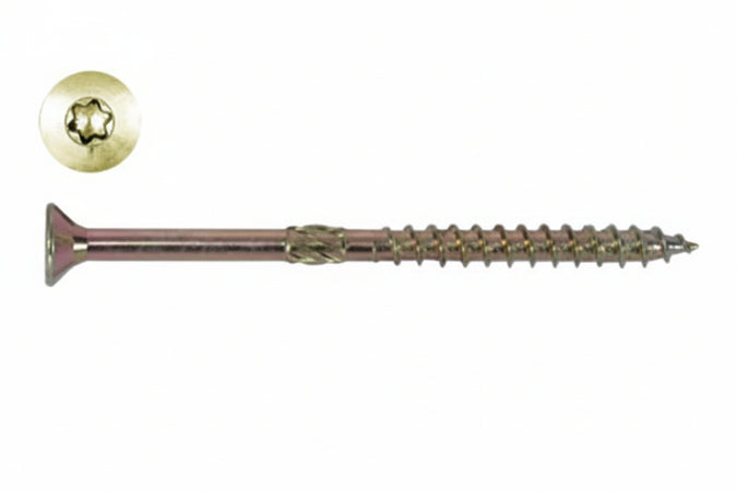 Viti Truciolare Testa Svasata Torx Acciaio Zincato Giallo Fm-Wood Pro- - Ø Mm.6X140 Filetto Mm.60 - 100 Pezzi Friulsider