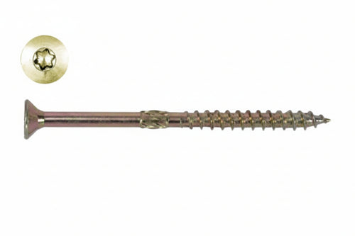 Viti Truciolare Testa Svasata Torx Acciaio Zincato Giallo Fm-Wood Pro- - Ø Mm.6X160 Filetto Mm.80 - 100 Pezzi Friulsider