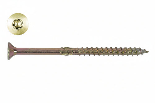 Viti Truciolare Testa Svasata Torx Acciaio Zincato Giallo Fm-Wood Pro- - Ø Mm.6X220 Filetto Mm.80 - 100 Pezzi Friulsider
