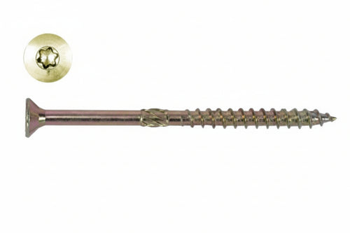 Viti Truciolare Testa Svasata Torx Acciaio Zincato Giallo Fm-Wood Pro- - Ø Mm.6X240 Filetto Mm.80 - 100 Pezzi Friulsider