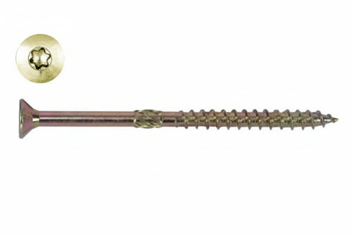 Viti Truciolare Testa Svasata Torx Acciaio Zincato Giallo Fm-Wood Pro- - Ø Mm.8X100 Filetto Mm.60 - 100 Pezzi Friulsider