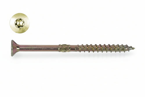 Viti Truciolare Testa Svasata Torx Acciaio Zincato Giallo Fm-Wood Pro- - Ø Mm.8X120 Filetto Mm.60 - 50 Pezzi Friulsider