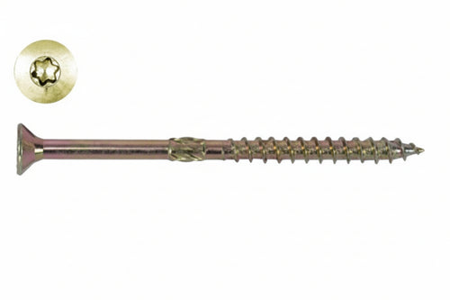 Viti Truciolare Testa Svasata Torx Acciaio Zincato Giallo Fm-Wood Pro- - Ø Mm.8X140 Filetto Mm.60 - 50 Pezzi Friulsider