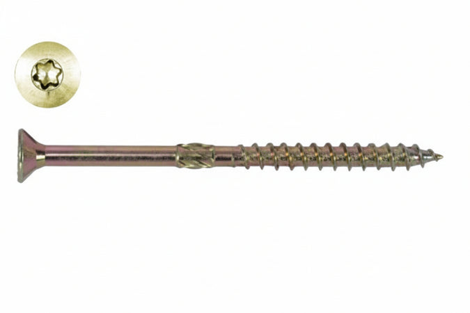 Viti Truciolare Testa Svasata Torx Acciaio Zincato Giallo Fm-Wood Pro- - Ø Mm.8X140 Filetto Mm.60 - 50 Pezzi Friulsider