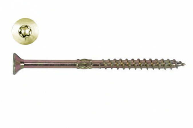 Viti Truciolare Testa Svasata Torx Acciaio Zincato Giallo Fm-Wood Pro- - Ø Mm.8X180 Filetto Mm.80 - 50 Pezzi Friulsider
