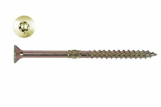 Viti Truciolare Testa Svasata Torx Acciaio Zincato Giallo Fm-Wood Pro- - Ø Mm.8X200 Filetto Mm.100 - 50 Pezzi Friulsider