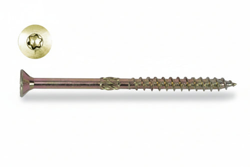 Viti Truciolare Testa Svasata Torx Acciaio Zincato Giallo Fm-Wood Pro- - Ø Mm.8X300 Filetto Mm.100 - 50 Pezzi Friulsider