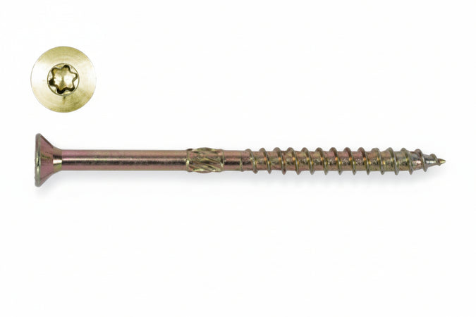 Viti Truciolare Testa Svasata Torx Acciaio Zincato Giallo Fm-Wood Pro- - Ø Mm.10X360 Filetto Mm.100 - 50 Pezzi Friulsider