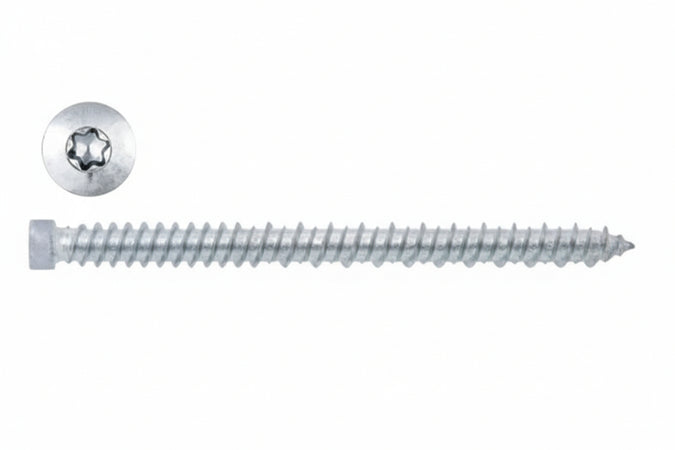Viti Per Calcestruzzo Testa Cilindrica Torx Zincata Bianca- - Ø Mm.7,5X72 - 100 Pezzi Ambrovit