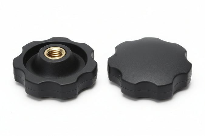 Volantino Con Bussola In Ferro Filettata In Abs Nero- - Ø Volantino Mm.40, Bussola M6 - 10 Pezzi