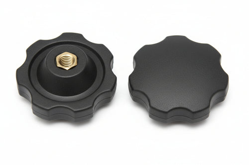 Volantino Con Bussola In Ferro Filettata In Abs Nero- - Ø Volantino Mm.50, Bussola M10 - 10 Pezzi