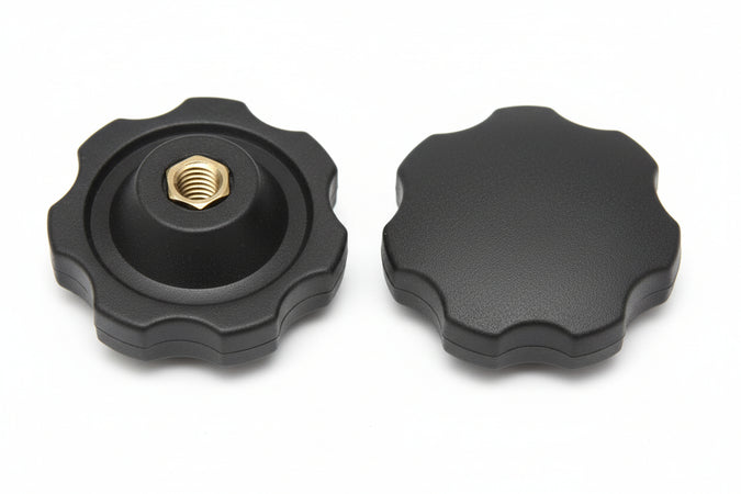 Volantino Con Bussola In Ferro Filettata In Abs Nero- - Ø Volantino Mm.50, Bussola M10 - 10 Pezzi