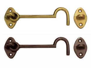 Gancio Fermapersiane Snodato Con Incontro- - Mm.80 In Ottone Lucido - 5 Pezzi