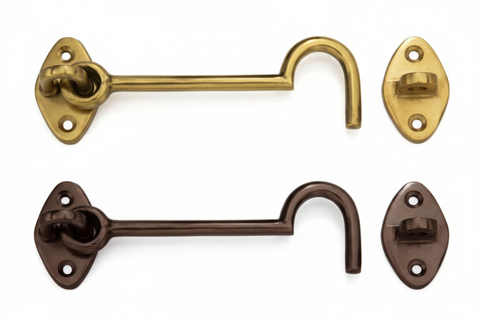 Gancio Fermapersiane Snodato Con Incontro- - Mm.80 In Ottone Bronzato - 5 Pezzi