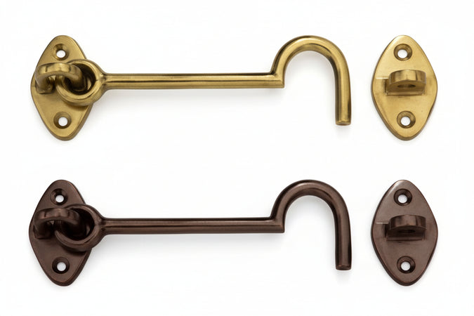 Gancio Fermapersiane Snodato Con Incontro- - Mm.100 In Ottone Bronzato - 5 Pezzi