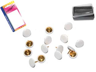 Puntine Da Disegno Plastificate Bianche In Blister- - Bianco, In Bl.40 Pz. Con Scatolina - 12 Blister