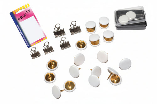 Puntine Da Disegno Plastificate Bianche In Blister- - Bianco, In Bl.40 Pz. Con Scatolina - 12 Blister