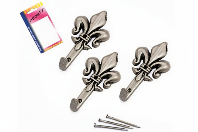 Ganci Per Quadri Giglio Argento Grandi In Blister- - Mm.47, In Bl.3 Pz. - 12 Blister