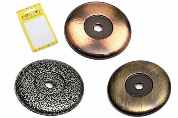 Basetta Grande Anticata- - Ø Mm.36 Ottone Spazzolato Conf. Bl.2 Pz. - 1 Blister