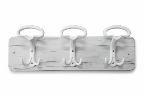 Portabiti Shabby Chic 3 Posti Bianco- - Cm.48X16,5H. - 2 Pezzi