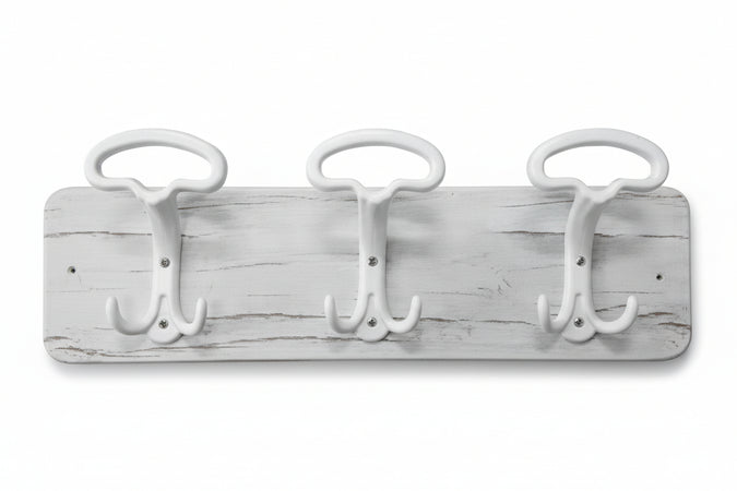Portabiti Shabby Chic 3 Posti Bianco- - Cm.48X16,5H. - 2 Pezzi