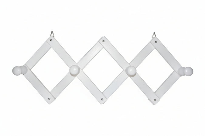 Appendiabiti Estensibile In Legno 4 Posti Bianco Cm.24X50