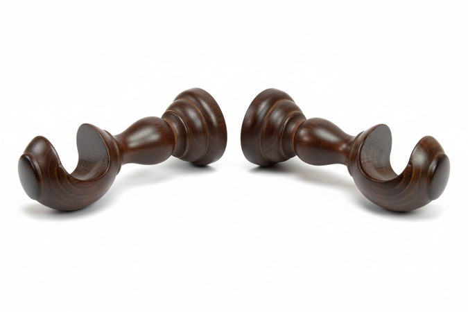 Supporto Aperto Ø Mm.35 In Legno Noce Per Scorritenda- - Cm.18 - 2 Pezzi