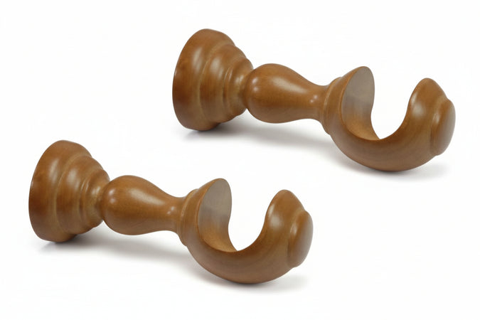 Supporto Aperto Ø Mm.35 In Legno Olmo Per Scorritenda- - Cm.10 - 2 Pezzi