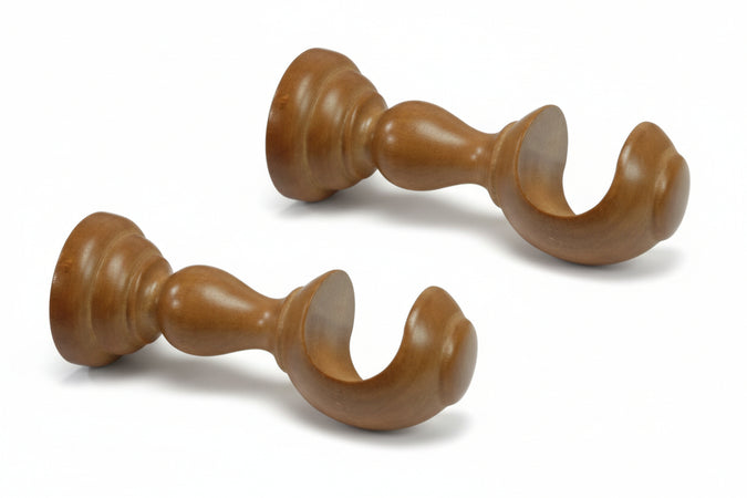 Supporto Aperto Ø Mm.35 In Legno Olmo Per Scorritenda- - Cm.18 - 2 Pezzi