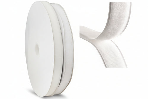 Fettuccia Velcro Bianca- - Mm.20 Maschio/Femmina Non Adesiva - 25 Mt
