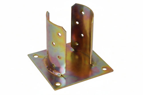 Supporto A Pavimento Con Piastra Per Palo Tondo- - Base Mm.150X150 Per Trave Ø Mm.100 - 2 Pezzi Quality