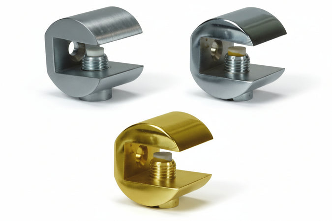 Mensole A Morsetto Fresata- - Mm.23X23H. Oro Lucido - 4 Pezzi