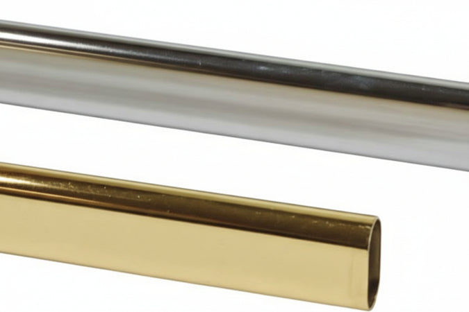 Tubo Armadio Ovale In Acciaio- - Cromato Mm.15X30H. Mt.2,1 Lunghezza - 5 Pezzi