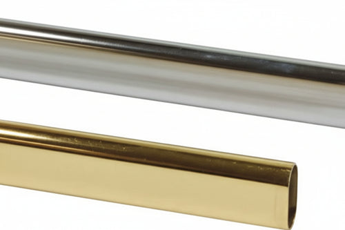 Tubo Armadio Ovale In Acciaio- - Cromato Mm.15X30H. Mt.3 Lunghezza - 5 Pezzi